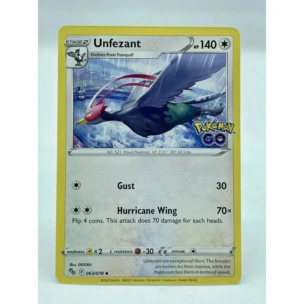 Unfezant 063/078 Stamped Pokémon GO Non-Holo Pokémon TCG Mint Unplayed